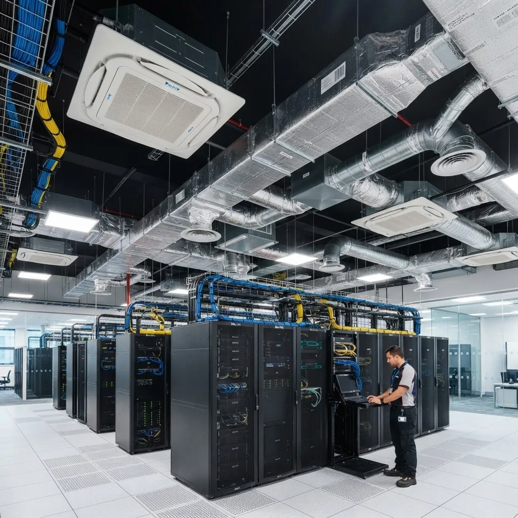 Ambiente corporativo com infraestrutura completa de climatização